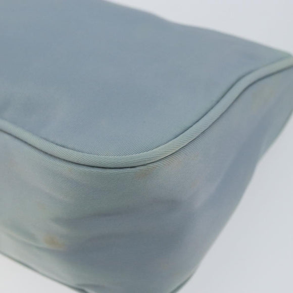 PRADA Accessory Pouch Nylon Light Blue Silver Auth 151268