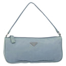 PRADA Accessory Pouch Nylon Light Blue Silver Auth 151268-13