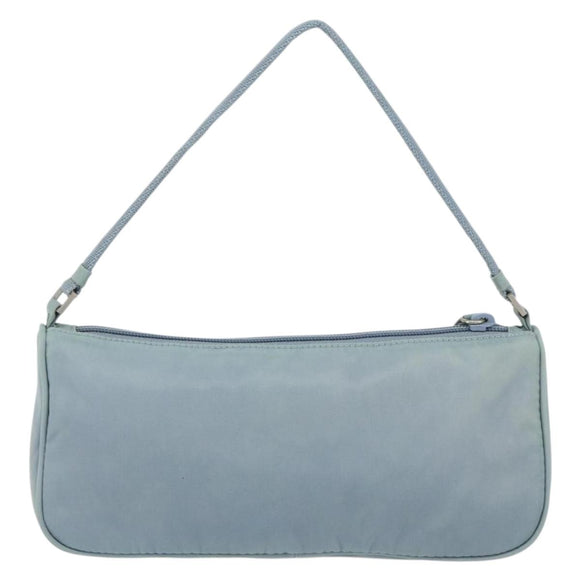 PRADA Accessory Pouch Nylon Light Blue Silver Auth 151268