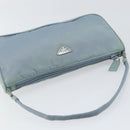 PRADA Accessory Pouch Nylon Light Blue Silver Auth 151268-6