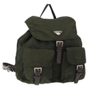 PRADA Backpack Nylon Khaki Silver Auth 151269-1