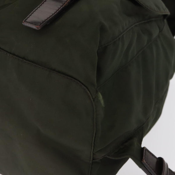 PRADA Backpack Nylon Khaki Silver Auth 151269