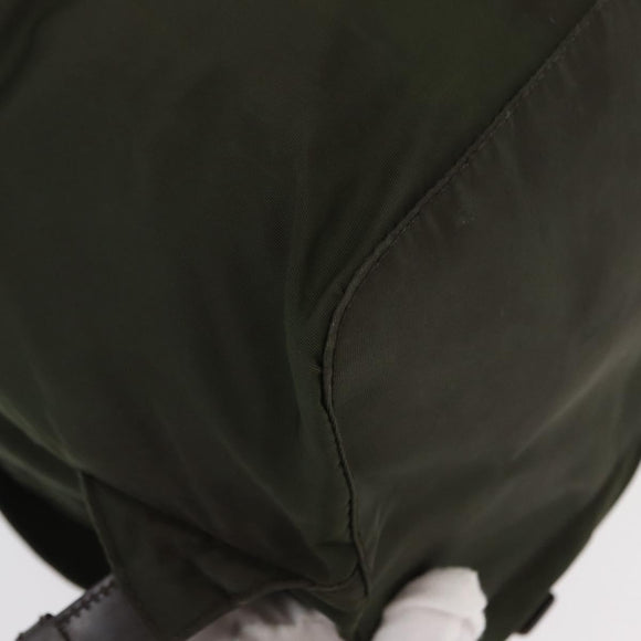 PRADA Backpack Nylon Khaki Silver Auth 151269