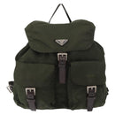 PRADA Backpack Nylon Khaki Silver Auth 151269-13