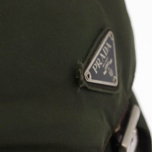 PRADA Backpack Nylon Khaki Silver Auth 151269