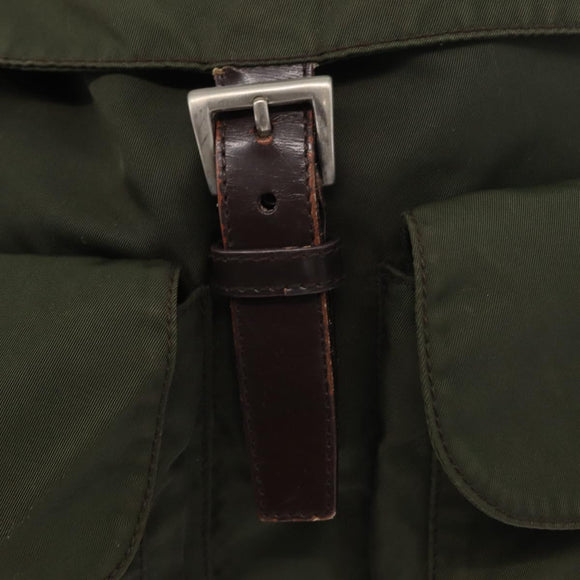 PRADA Backpack Nylon Khaki Silver Auth 151269