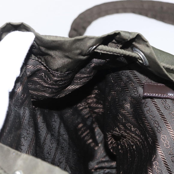PRADA Backpack Nylon Khaki Silver Auth 151269