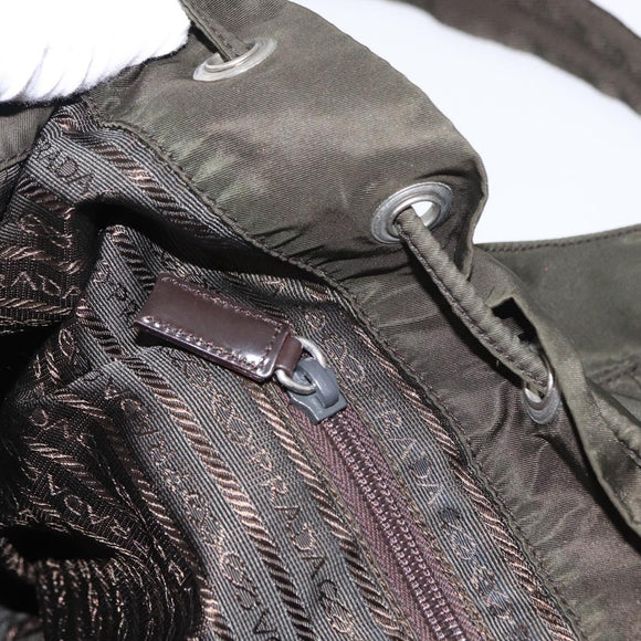 PRADA Backpack Nylon Khaki Silver Auth 151269