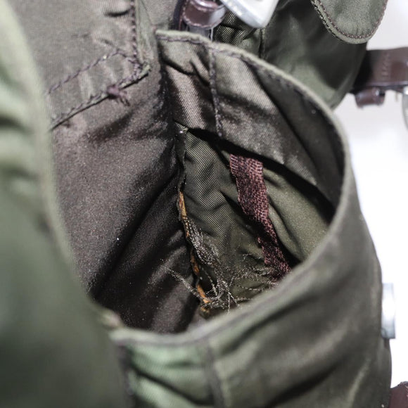 PRADA Backpack Nylon Khaki Silver Auth 151269