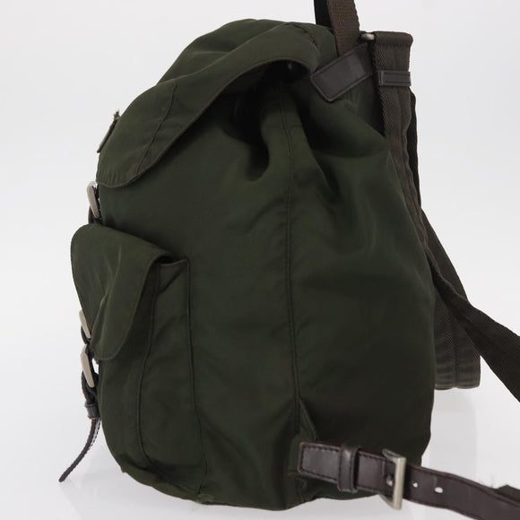 PRADA Backpack Nylon Khaki Silver Auth 151269