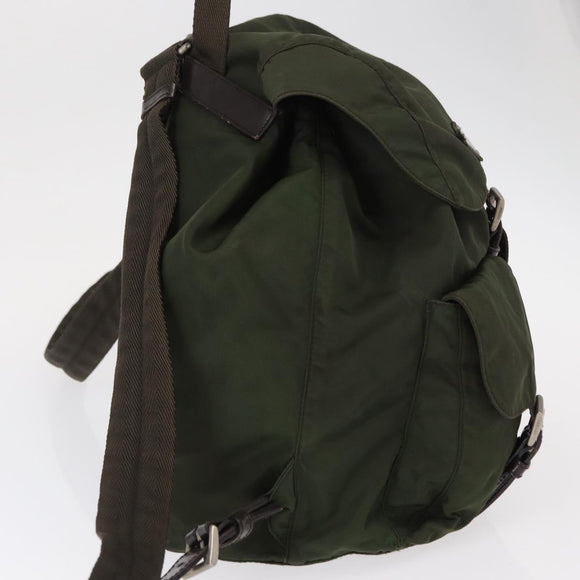 PRADA Backpack Nylon Khaki Silver Auth 151269