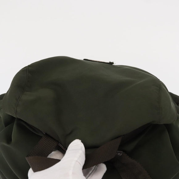 PRADA Backpack Nylon Khaki Silver Auth 151269