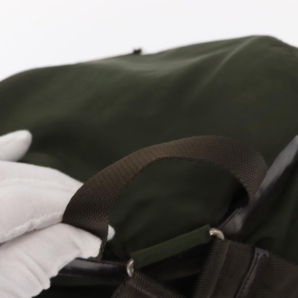 PRADA Backpack Nylon Khaki Silver Auth 151269