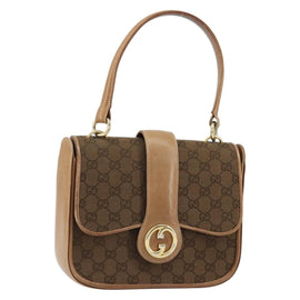 GUCCI GG Canvas Hand Bag Brown gold Auth 151270