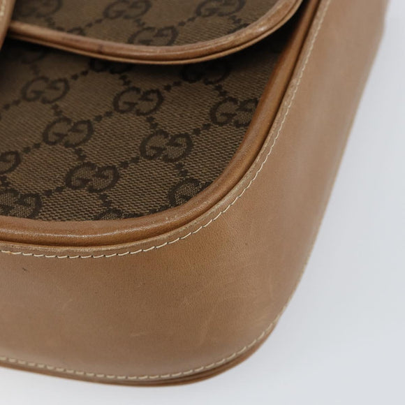 GUCCI GG Canvas Hand Bag Brown gold Auth 151270