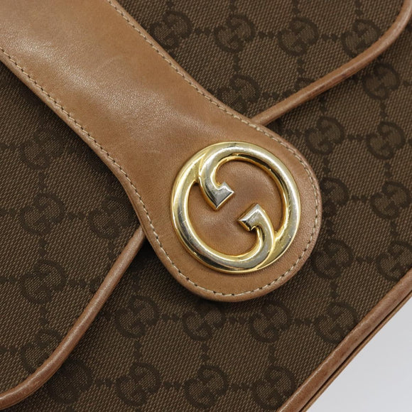 GUCCI GG Canvas Hand Bag Brown gold Auth 151270
