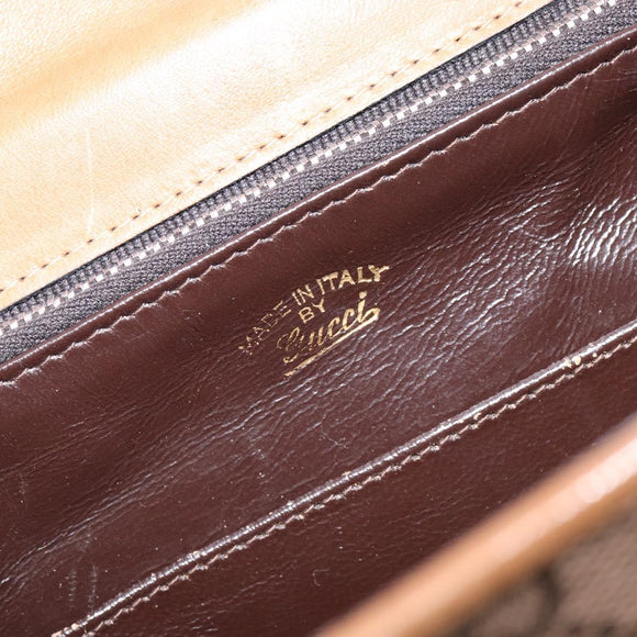 GUCCI GG Canvas Hand Bag Brown gold Auth 151270