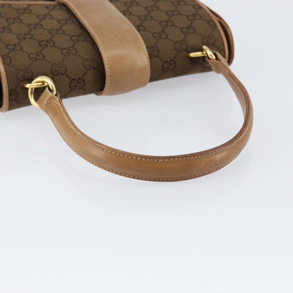 GUCCI GG Canvas Hand Bag Brown gold Auth 151270