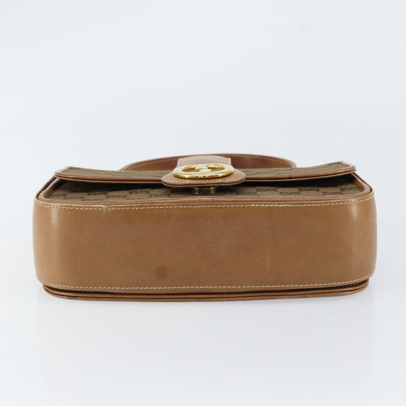 GUCCI GG Canvas Hand Bag Brown gold Auth 151270