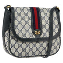 GUCCI GG Supreme Sherry Line Shoulder Bag Navy Gold 001 115 0914 Auth 151271-1