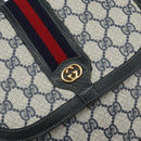 GUCCI GG Supreme Sherry Line Shoulder Bag Navy Gold 001 115 0914 Auth 151271-18
