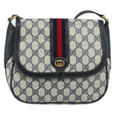 GUCCI GG Supreme Sherry Line Shoulder Bag Navy Gold 001 115 0914 Auth 151271-13