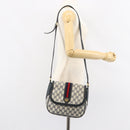 GUCCI GG Supreme Sherry Line Shoulder Bag Navy Gold 001 115 0914 Auth 151271-23