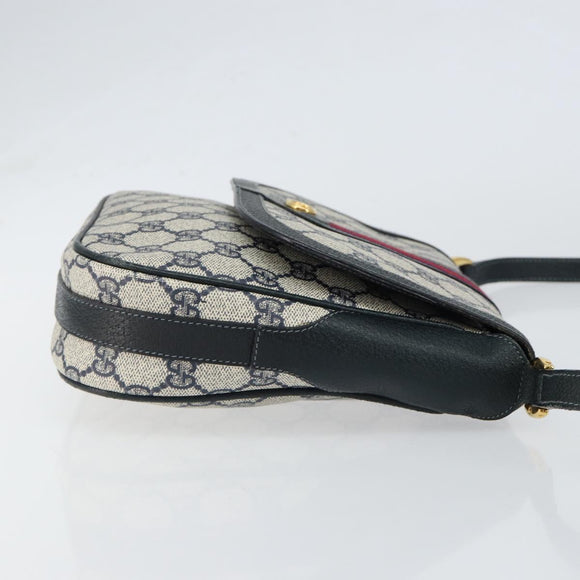 GUCCI GG Supreme Sherry Line Shoulder Bag Navy Gold 001 115 0914 Auth 151271