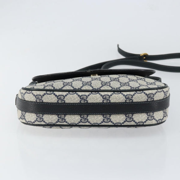 GUCCI GG Supreme Sherry Line Shoulder Bag Navy Gold 001 115 0914 Auth 151271