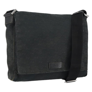 GUCCI GG Canvas Shoulder Bag Black Silver 146236 Auth 151273