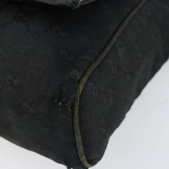 GUCCI GG Canvas Shoulder Bag Black Silver 146236 Auth 151273