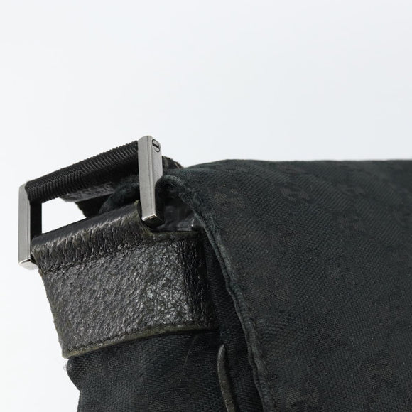 GUCCI GG Canvas Shoulder Bag Black Silver 146236 Auth 151273