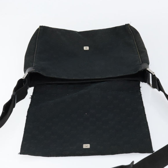 GUCCI GG Canvas Shoulder Bag Black Silver 146236 Auth 151273