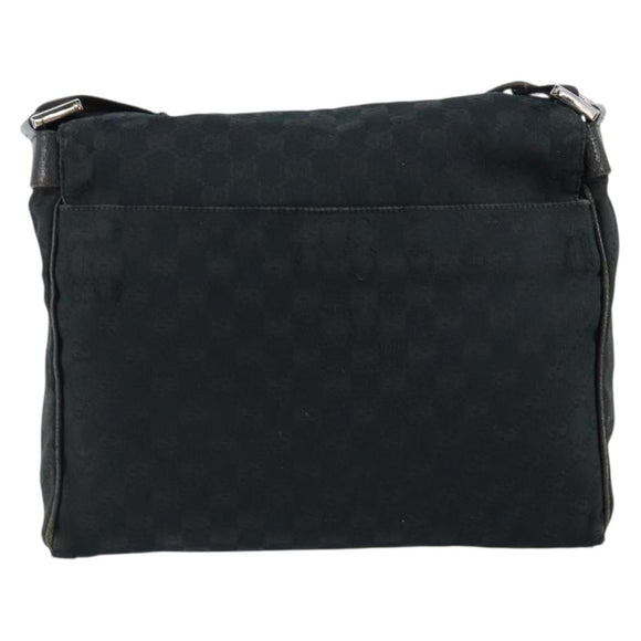 GUCCI GG Canvas Shoulder Bag Black Silver 146236 Auth 151273
