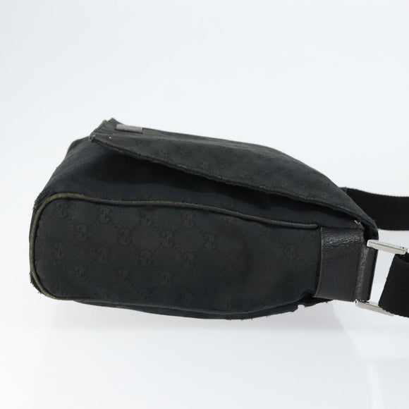 GUCCI GG Canvas Shoulder Bag Black Silver 146236 Auth 151273