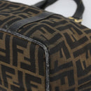 FENDI Zucca Canvas Hand Bag Black Brown gold Auth 151275-14