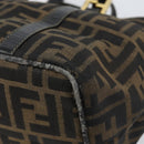 FENDI Zucca Canvas Hand Bag Black Brown gold Auth 151275-16