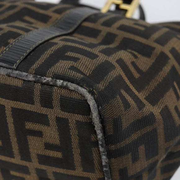 FENDI Zucca Canvas Hand Bag Black Brown gold Auth 151275