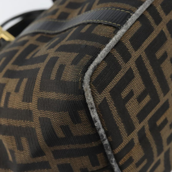 FENDI Zucca Canvas Hand Bag Black Brown gold Auth 151275