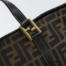 FENDI Zucca Canvas Hand Bag Black Brown gold Auth 151275-9