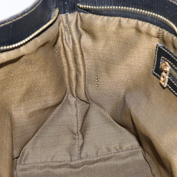 FENDI Zucca Canvas Hand Bag Black Brown gold Auth 151275