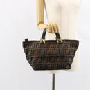 FENDI Zucca Canvas Hand Bag Black Brown gold Auth 151275-23