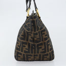 FENDI Zucca Canvas Hand Bag Black Brown gold Auth 151275-3