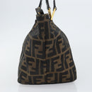 FENDI Zucca Canvas Hand Bag Black Brown gold Auth 151275-4