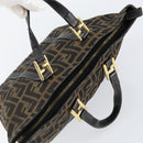 FENDI Zucca Canvas Hand Bag Black Brown gold Auth 151275-6
