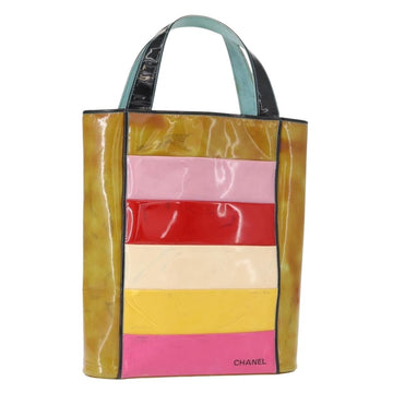 CHANEL Hand Bag Enamel Multicolor Gold CC Auth 151278