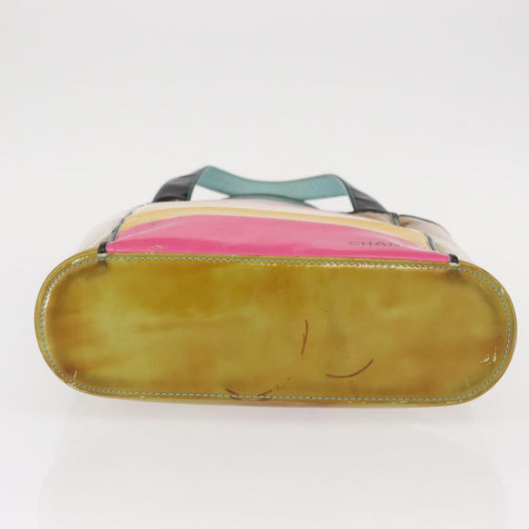 CHANEL Hand Bag Enamel Multicolor Gold CC Auth 151278