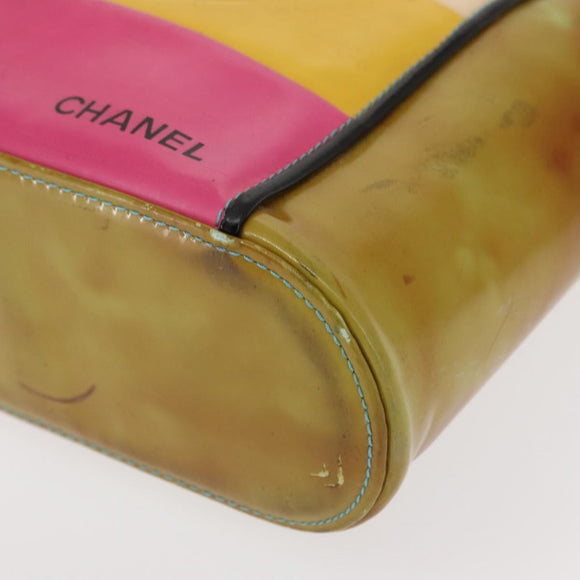 CHANEL Hand Bag Enamel Multicolor Gold CC Auth 151278