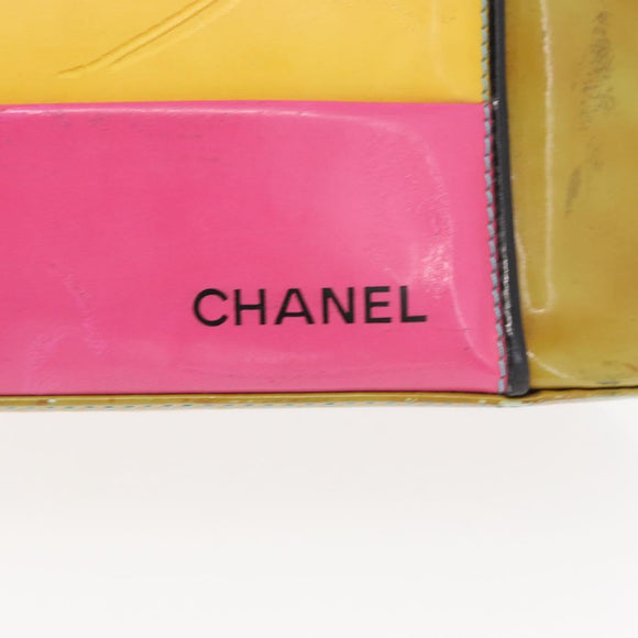 CHANEL Hand Bag Enamel Multicolor Gold CC Auth 151278