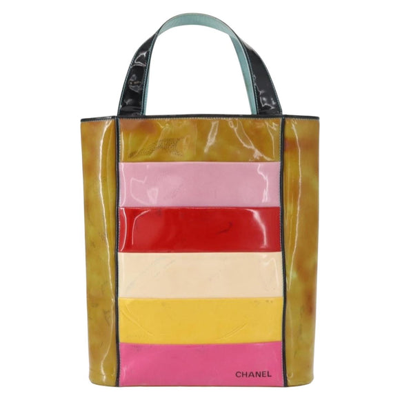 CHANEL Hand Bag Enamel Multicolor Gold CC Auth 151278